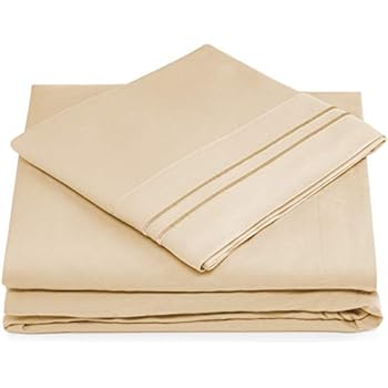 Split King Bed Sheets - Cream Luxury Sheet Set - Deep Pocket - Super Soft Hotel Bedding - Cool & Wrinkle Free - 2 Fitted, 1 Flat, 2 Pillow Cases - Beige SplitKing Sheets - 5 Piece