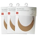 Walkon Women's Cotton Hidden No-Show Socks - SlingBack / Toe Cover -3 Pair Pack (Tan)Non Slip