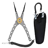 Lixada Aluminum Fishing Pliers Braid Cutters Split Ring Pliers Hook Remover Fish Holder with Sheath and Lanyard (Optional) (Silver-7.87inch)