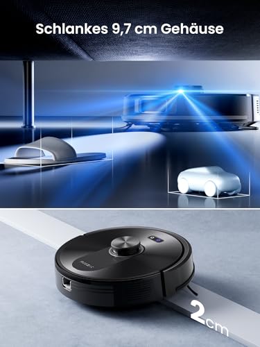 Proscenic Q10+ Robot Vacuum Cleaner with Wiping Function, 10000Pa 200min Vacuum Cleaner Robot, Intelligent Laser Navigation with 5 Maps, Smart Control via App, Alexa & Siri Apple Watch, Hard Floors