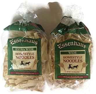 Variety Set: Essenhaus Amish Country Homemade Noodles, 16 Oz. Bags, Extra Wide + Wide [1 of Each]