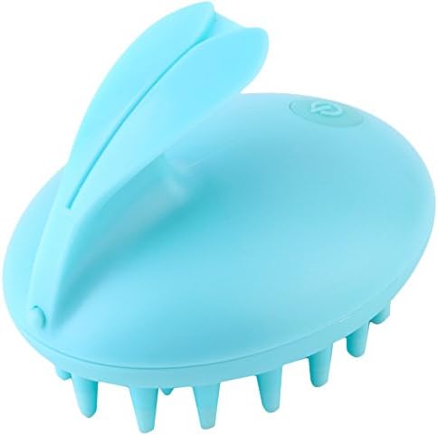 LYRE Electric Cute Rabbit Head Massager Waterproof Scalp Massage Magic Vibrating Hair Shampoo Brush Bath Massage Brush Hand Held Design (Blue)