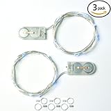 RTGS 2 Sets 15 Cold White Color Micro LED String Lights Battery Operated on 6 Feet Silver Wire (3)