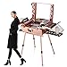 Ovonni LED Makeup Train Case, Lighted Rolling Travel Portable Cosmetic Organizer Box with Mirror & 4 Detachable Wheels, Professional Artist Trolley Studio Free Standing Workstation, Rose Gold