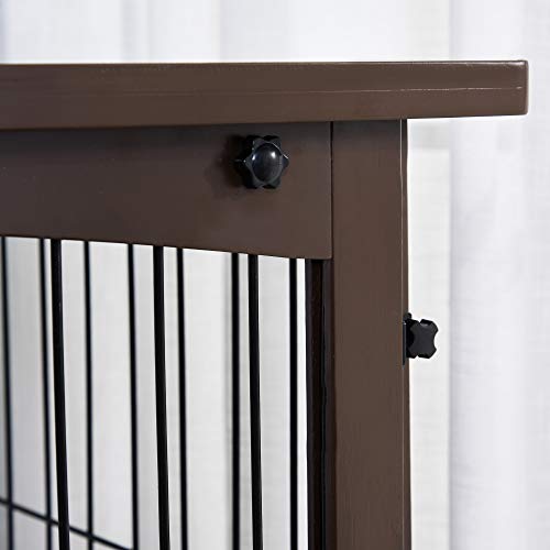 PawHut 4 in 1 Furniture Style Dog Crate End Table, Pet Gate, Dog Fence