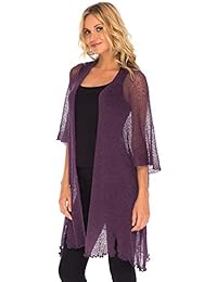 SHU-SHI Womens Long Sheer Kimono Cardigan Sweater Open Front Beach Top Cover Up