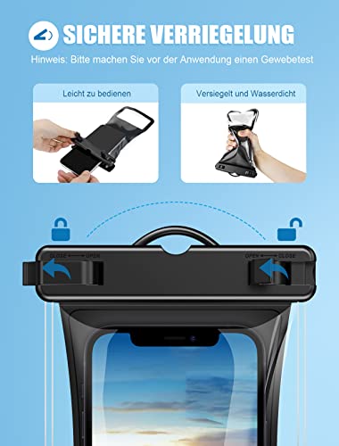 Mohard wasserdichte Handyhülle, 2 Stück IPX8 Schwimmende Wasserfeste Handyhülle mit Schlüsselband, Unterwasser Handyhülle zum Tauchen kompatibel mit iPhone 13 Pro Max/12, Andere 6,9 Zoll Smartphones