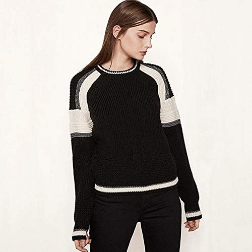 Amazon 婦人服 ファッションスペルカラーラウンドネックプルオーバージャケット セーター服 色 Black サイズ L セーター 通販