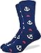 Good Luck Sock Men's Anchors & Boats Crew Socks,Large (Shoe size 7-12),Navy Blue