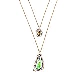 F-U Vintage Multilayer Multicolor Irregular Crystal Pendant Adjustable Long Chain Necklace for women