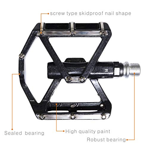 IZTOSS Mountain Bike Pedals Platform Bicycle Flat Alloy Pedals 9/16" -Black
