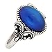 Gothic Flower Pattern Antique Sterling Silver Plating Oval Stone Color Change Mood Ring MJ-RS008 (8)
