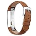 iGK Leather Replacemnt Bands Compatible for Fitbit Alta and Fitbit Alta HR, Genuine Leather Wristbands with Stainless Steel Buckle Brown