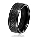 Tungsten Wedding Bands, Will Queen 8mm Beveled Black Carbon Fiber Inlay Men's Rings Top Polished Finish