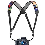 USA Gear DSLR Camera Strap Chest Harness with Quick Release Buckles, Geometric Neoprene Pattern and Accessory Pockets - Compatible with Canon, Nikon, Sony and More Point and Shoot, Mirrorless Cameras