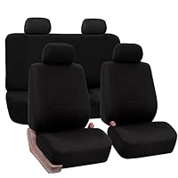 FH Group Universal Fit Full Set Flat Cloth Fabric Car Seat Cover, (Black) (FH-FB050114, Fit Most Car, Truck, Suv, or Van)