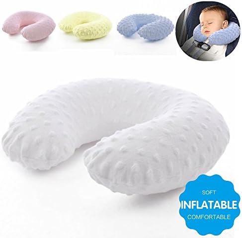 KeepGoUp Travel Pillows for Kids and Toddler Neck pillows for airplanes or travel on a Train, Airplane, Car, Bus or Camping - Comfortable U Shaped Cushion Neck Support Pillow White