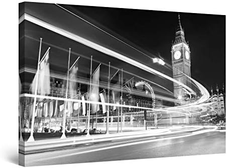 Startonight Canvas Wall Art Black And White Abstract Big Ben Lights London Uk Europe Modern Framed 60 X 90 Cm Buy Online At Best Price In Uae Amazon Ae