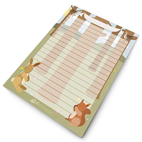 To Do List Notepad - Things to Do Today List Pad A5-60 Sheets - Woodland Animals - 80gsm - Made in UK by Monster Stationery