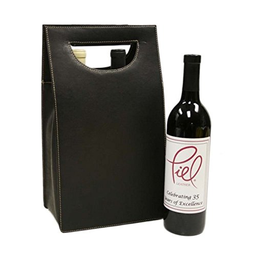 Piel Leather Double Wine Carrier, Chocolate, One Size