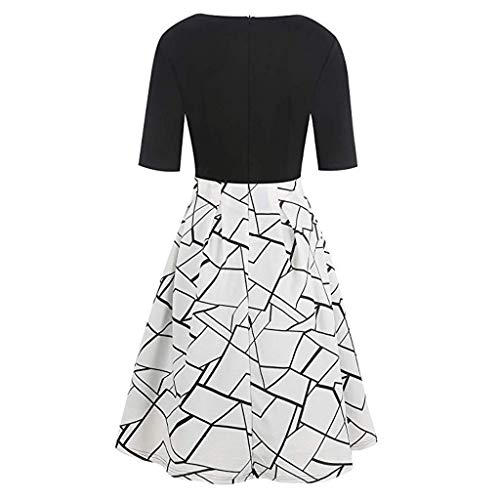 Vintage jurk voor dames, lange mouwen, partyjurk, patchwork, bloemen, baljurk, swingjurk met zakken - Image 5