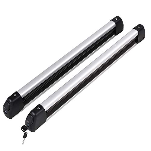 W4-moto 2pcs 30'' Universal Aluminum Roof Rack Snowboard Ski Mounted Carrier Cross Bar Cargo Rack Carrier Holder w/Key Fit Most Vehicles Equipped Cross Bars - Thumbnail 3