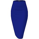 Hybrid & Company Women's Premium Nylon Ponte Stretch High Waist Pencil Suit Skirt Below Knee