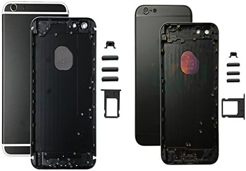Colorful Hard Metal Back Battery Door Housing Cover Case + Iogo For Iphone 6 4.7",Black with black line