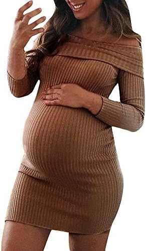 MOONHOUSE โค๏ธโค๏ธ 2018 Maternity Mom Women Off Shoulder Dress Baby Nursing Gown Bridesmaid Pregnant Sweater Dressโค๏ธโค๏ธ Plus Size
