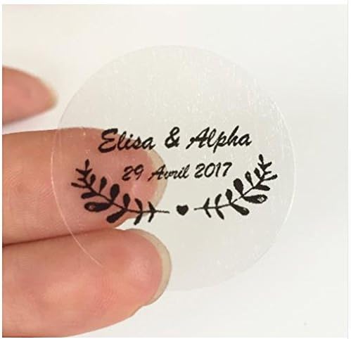 100pcs 3 cm Personalized Clear Wedding Bomboniere Envelope Sticker Seals Labels Olive Wreath Design