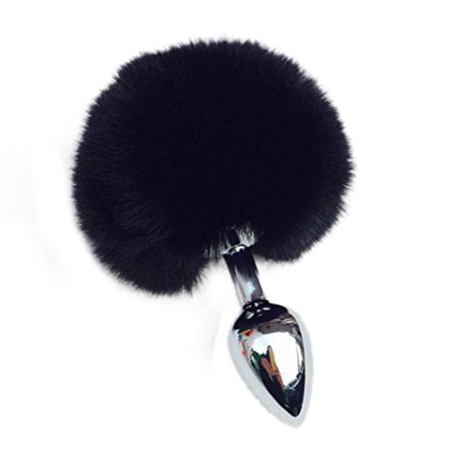 Lifestyler Metal Anal Plug Tail Rabbit Tail Butt Plug Anal Sex Toys Anal Tail Plug (Black)