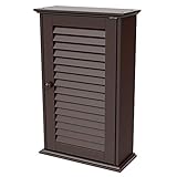 Topeakmart Bathroom/Kitchen Wall Mounted Single Louvered Door 3 Tier Adjustable Storage Shelf Medicine Cabinet/Cupboard