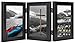 Golden State Art, 5x7 Three Picture Frame Trifold Hinged Photo Frame with 3 Openings, Desk Top Family Picture Collage, with Real Glass (5x7 Triple, Black, 1-Pack)