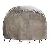 Duck Covers Elite Round Patio Table & Chair Set Cover with Inflatable Airbag to Prevent Pooling, 108-Inch