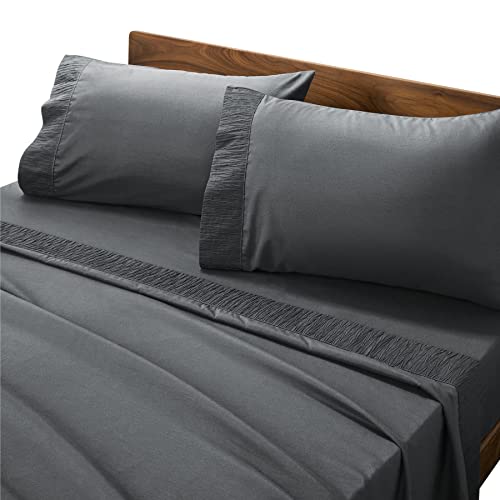 Bedsure Queen Sheets Set Grey Soft Bed Sheets for Queen Size Bed