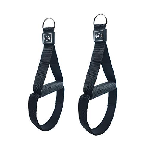 Elite Fitness Premium Gym Resistance Bands Handles with Heavy Duty Stitching, Super Strong Nylon Webbing, Sweat Resistant Wide Rubber Grip, Solid ABS Cores and Heavy Gauge D-Rings (Set of 2) - Thumbnail 5