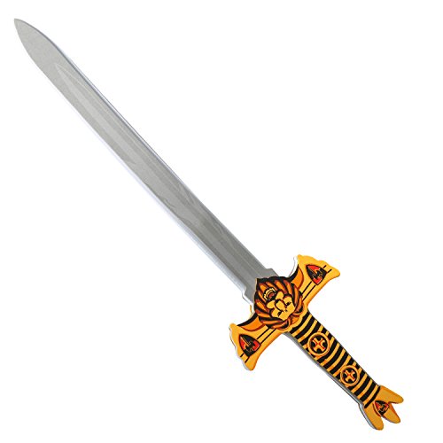 rainbow yuango Pack of 5 26" Assorted EVA Foam Swords Set Warrior Weapons Toy Pretend Playset for Kids Different Designs Including Golden Axe, Hammer, Samurai Swords - Thumbnail 4