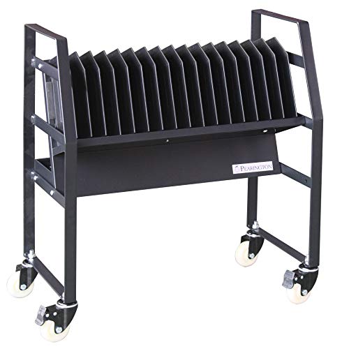 Pearington 16 Bay Classroom and Office Mobile Charging Cart with Wheels - for Chromebooks, iPad and Laptops