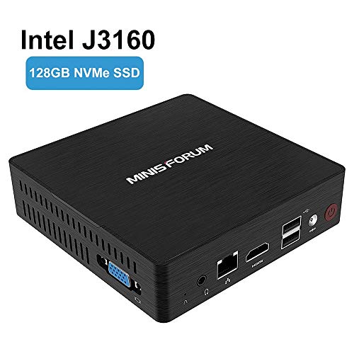 Intel Celeron J3160 Processor Mini PC, Windows 10 Pro Mini Computer 4GB RAM/128GB M.2 2280 SSD, 4K UHD Graphics, HDMI+VGA Dual Output, Wi-Fi, BT4.2, 1000Mbps LAN, PXE Boot, Auto Power On, TDP Unlocker