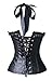 Charmian Women's Burlesque Vintage Renaissance Padded Faux Leather Halter Zipper Bustier Corset Top Black Large