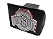 THE Ohio State University METAL emblem (chrome with red trim) on black METAL Hitch Cover