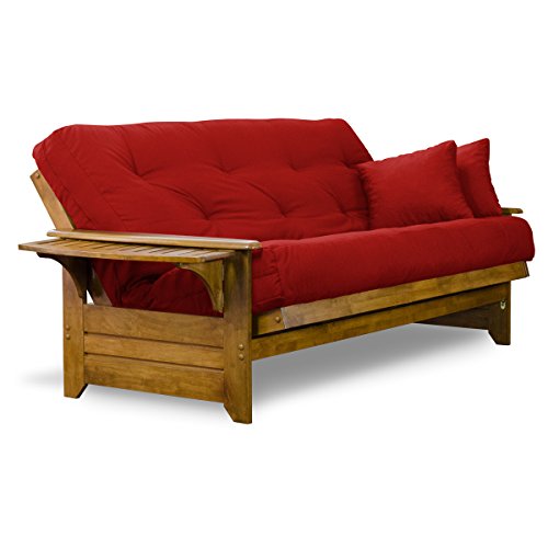 Brentwood Tray Arm Full Size Wood Futon Frame and Storage Drawers Heritage Finish Pricepulse