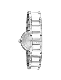 Bulova Reloj de acero inoxidable de cuarzo vestido para mujer, color: plateado (Modelo: 98p158)