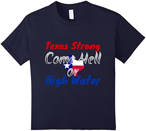 Kids Texas Strong Come Hell or High Water with map T-Shirt 12 Navy