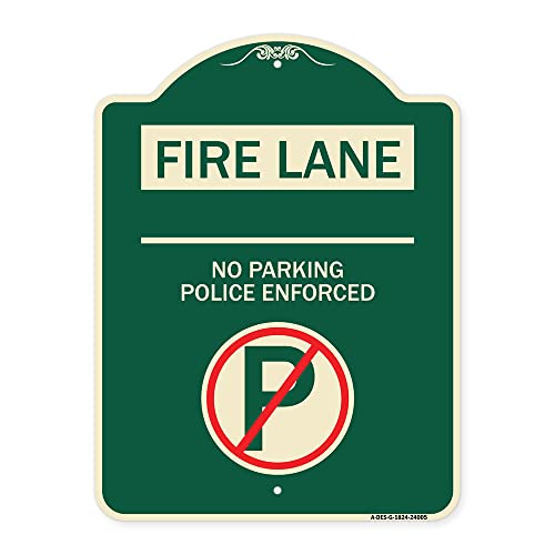SignMission Designer Series Sign - Fire Lane - No Parking Police Enforced (with…