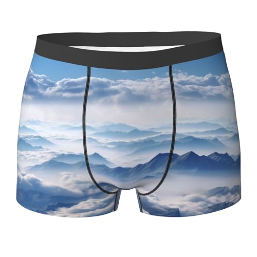 SYHEART Landscape With Mountains And Clouds Print Men'S Boxer Briefs With Elastic Comfort Fit Design For All-Day Wear
