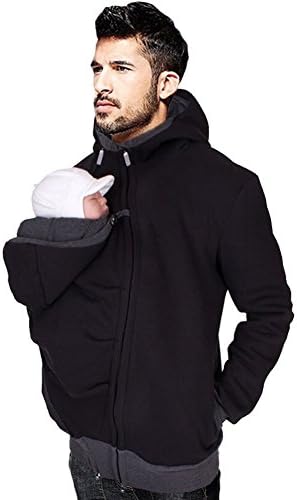 ShareJ Men’s Maternity Kangaroo Jacket Super Daddy Multifunction Hoodie Sweatshirt For Baby Carriers Coat