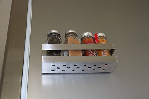 Compactor Magnetic Kitchen Spice Rack for Fridges and Metal Surfaces, Stainless Steel, Silver, 20.5 x 6 x 6 cm