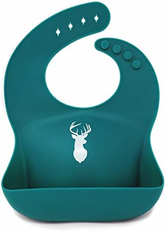 Soft Comfortable Waterproof Silicone Baby Bib with Trendy Deer Design! Easy Cleanup! For Babies or Toddlers! Dishwasher Safe. BPA Free.