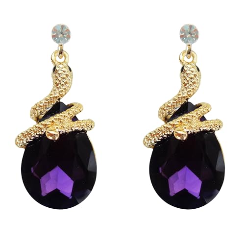 Navachi 18k Gold Plated Crystal Purple Zircon Snake Drop Dangle Az2623e Stud Earrings — image 1